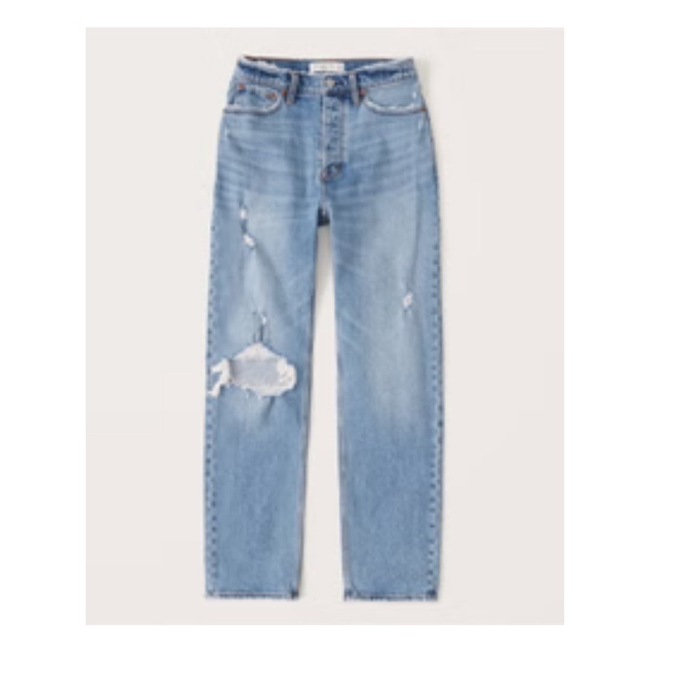 Abercrombie High Rise Ripped Dad Jeans